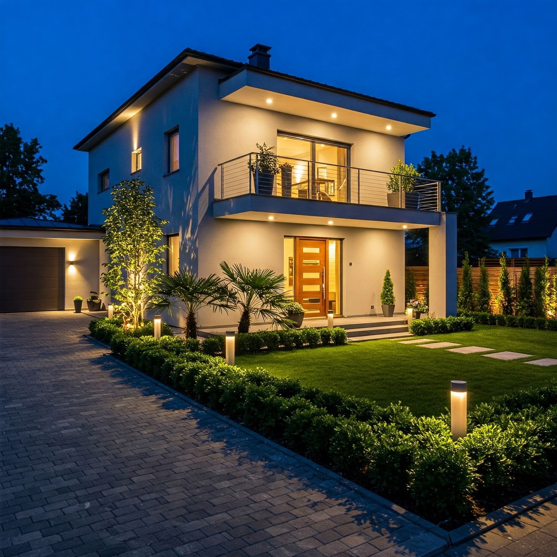 House illuminated at night